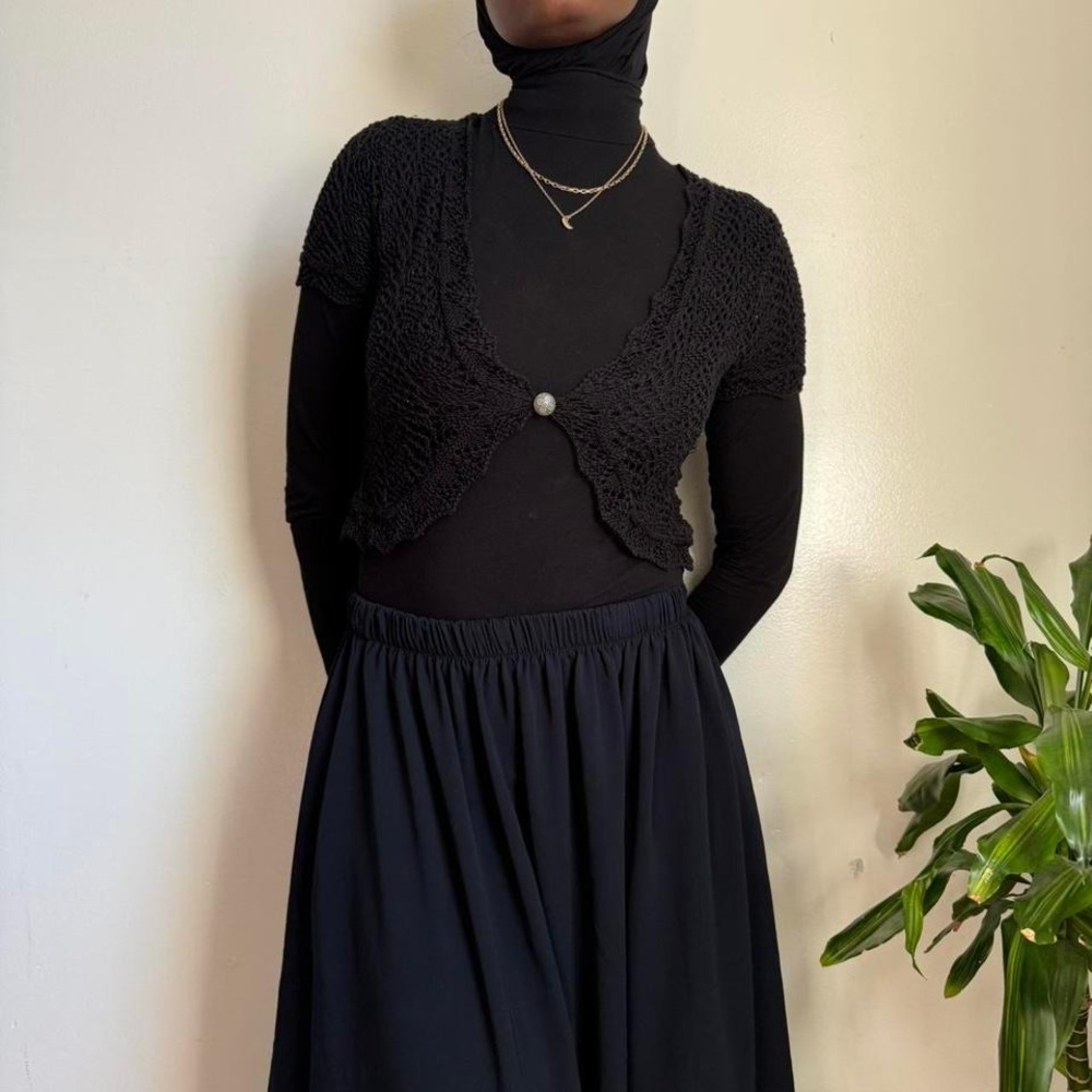 Vintage‎ Pinque Black Knit Micro-Cardigan size S